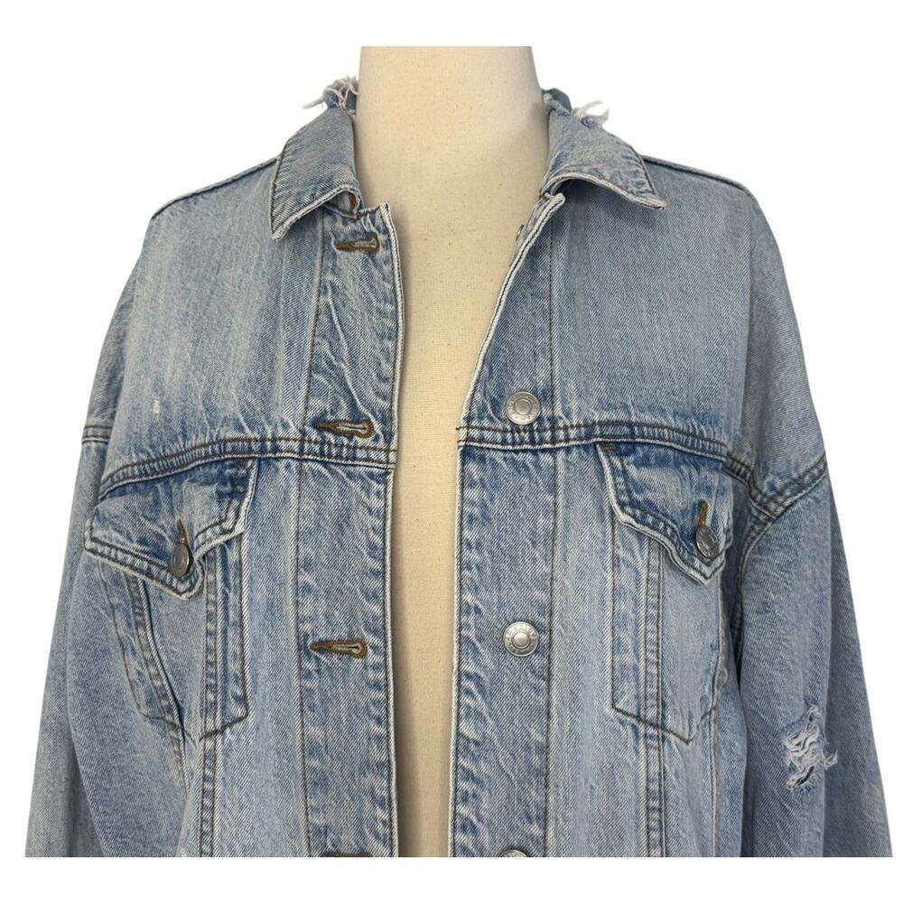 Japanese TIGER Sunset Retro Distressed Denim Jacket Oversized Distressed Sz SP - Picture 6 of 13